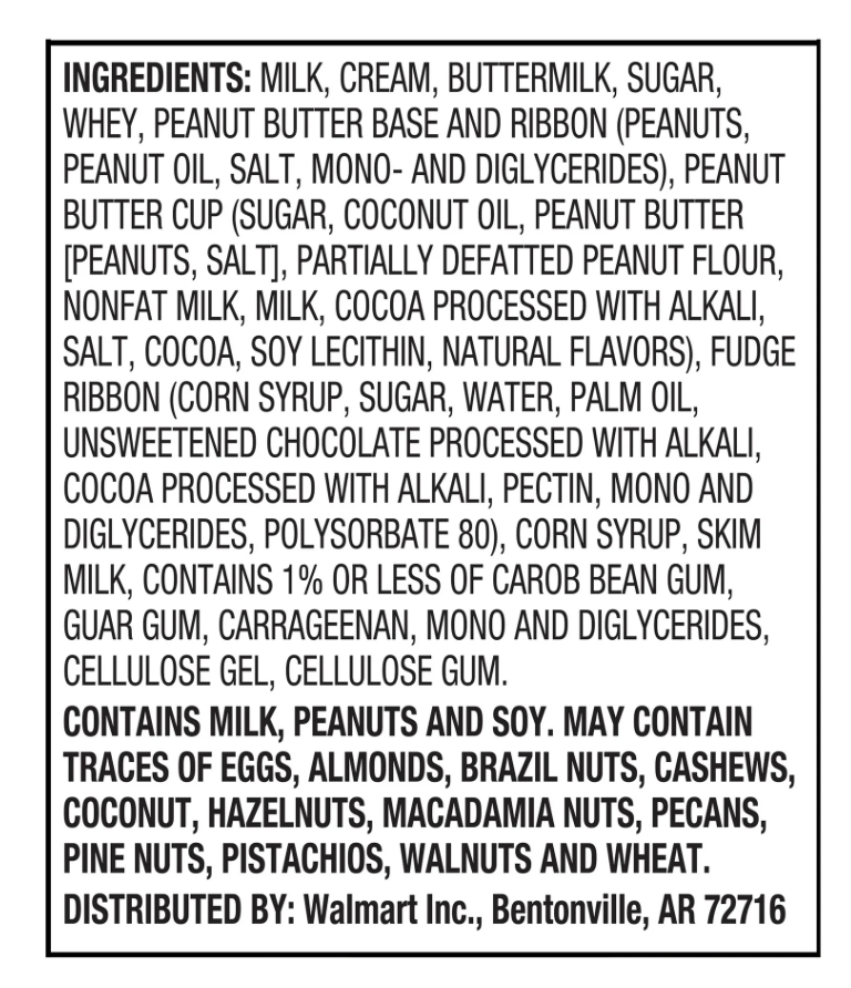 ingredients list for store bought ice cream