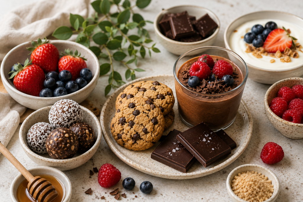 Dessert assortment some of which can support balanced blood sugar.